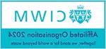 CIWM (Chartered Institute of 浪费 Management) logo - A teal coloured crest on the left-hand side, “CIWM”字母也是青色的. Underneath 'Affiliated Organisation 2024; Together, we stand for a world beyond waste'